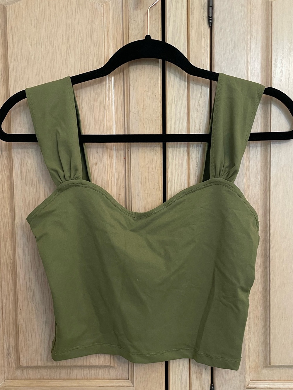 Abercrombie & Fitch Olive Green Sweetheart Neck Crop Top